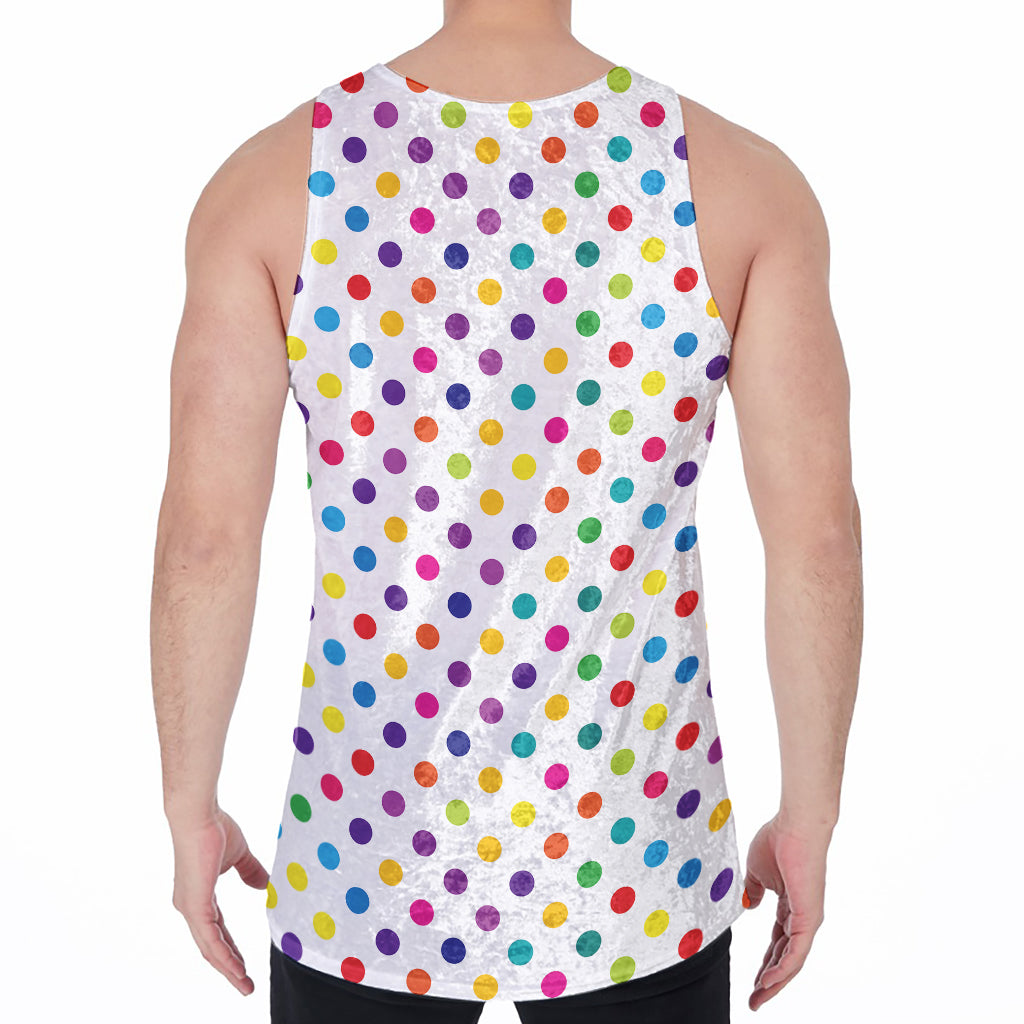 Colorful Polka Dot Pattern Print Men's Velvet Tank Top