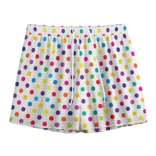 Colorful Polka Dot Pattern Print Mesh Shorts