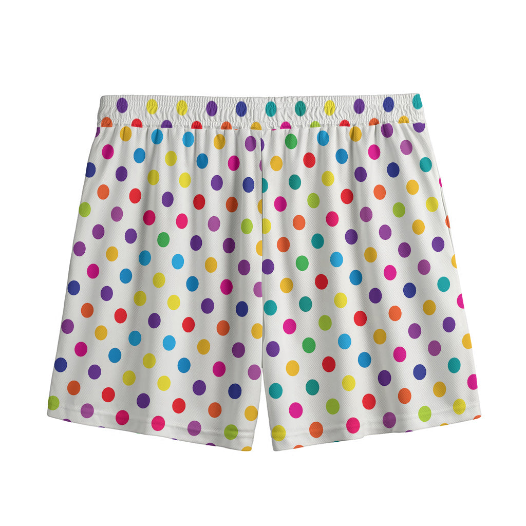 Colorful Polka Dot Pattern Print Mesh Shorts