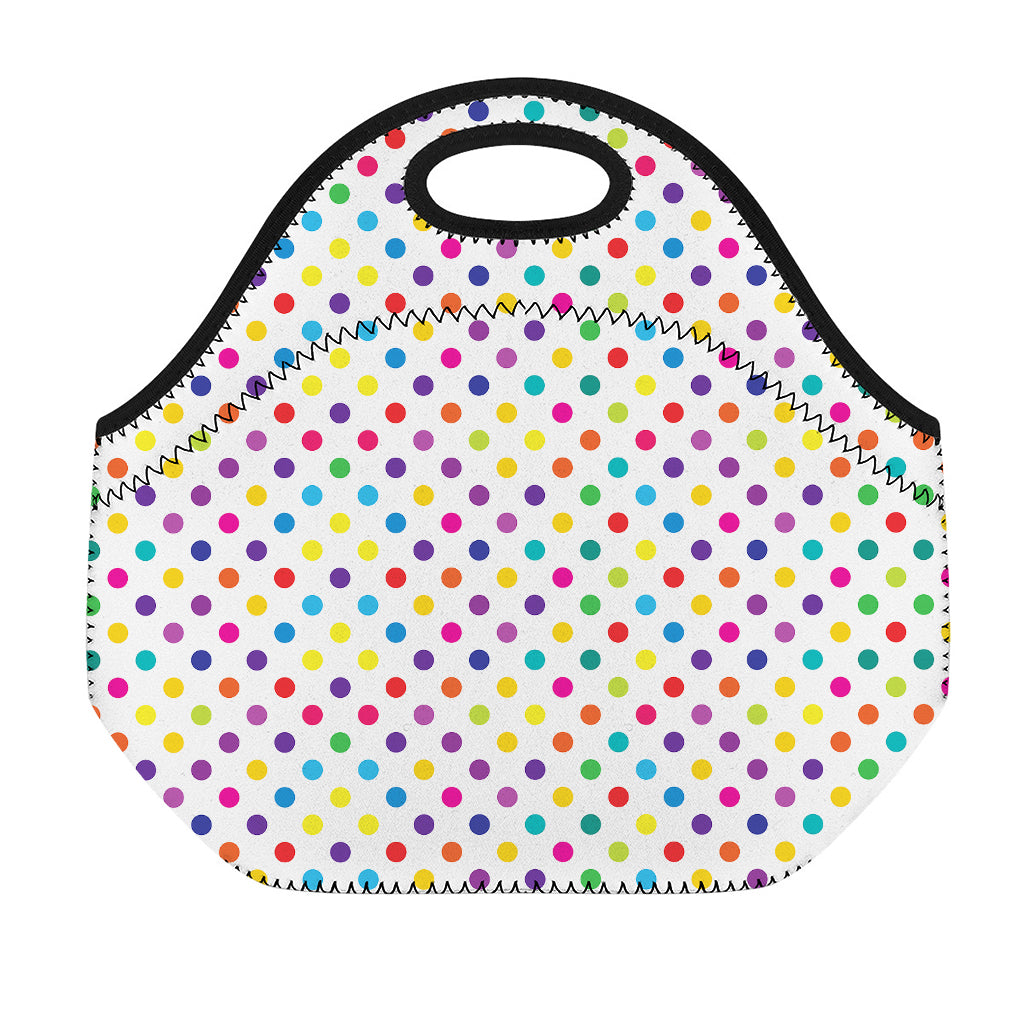 Colorful Polka Dot Pattern Print Neoprene Lunch Bag