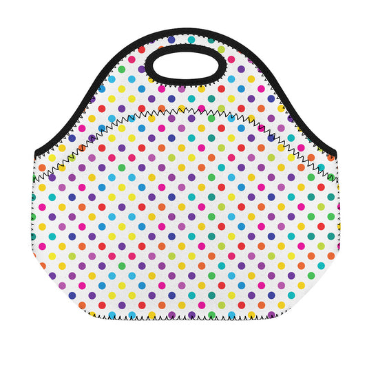 Colorful Polka Dot Pattern Print Neoprene Lunch Bag
