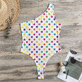 Colorful Polka Dot Pattern Print One Shoulder Bodysuit