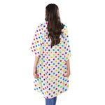 Colorful Polka Dot Pattern Print Open Front Beach Cover Up