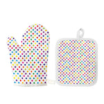 Colorful Polka Dot Pattern Print Oven Mitt And Pot Holder Set