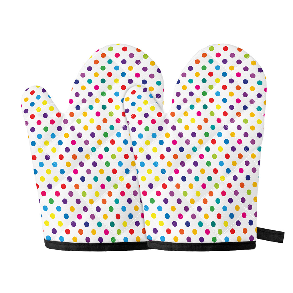 Colorful Polka Dot Pattern Print Oven Mitts