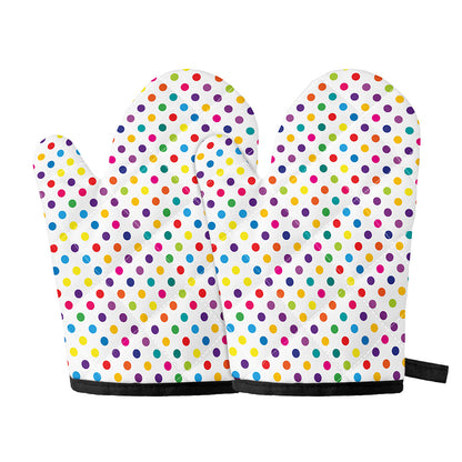 Colorful Polka Dot Pattern Print Oven Mitts