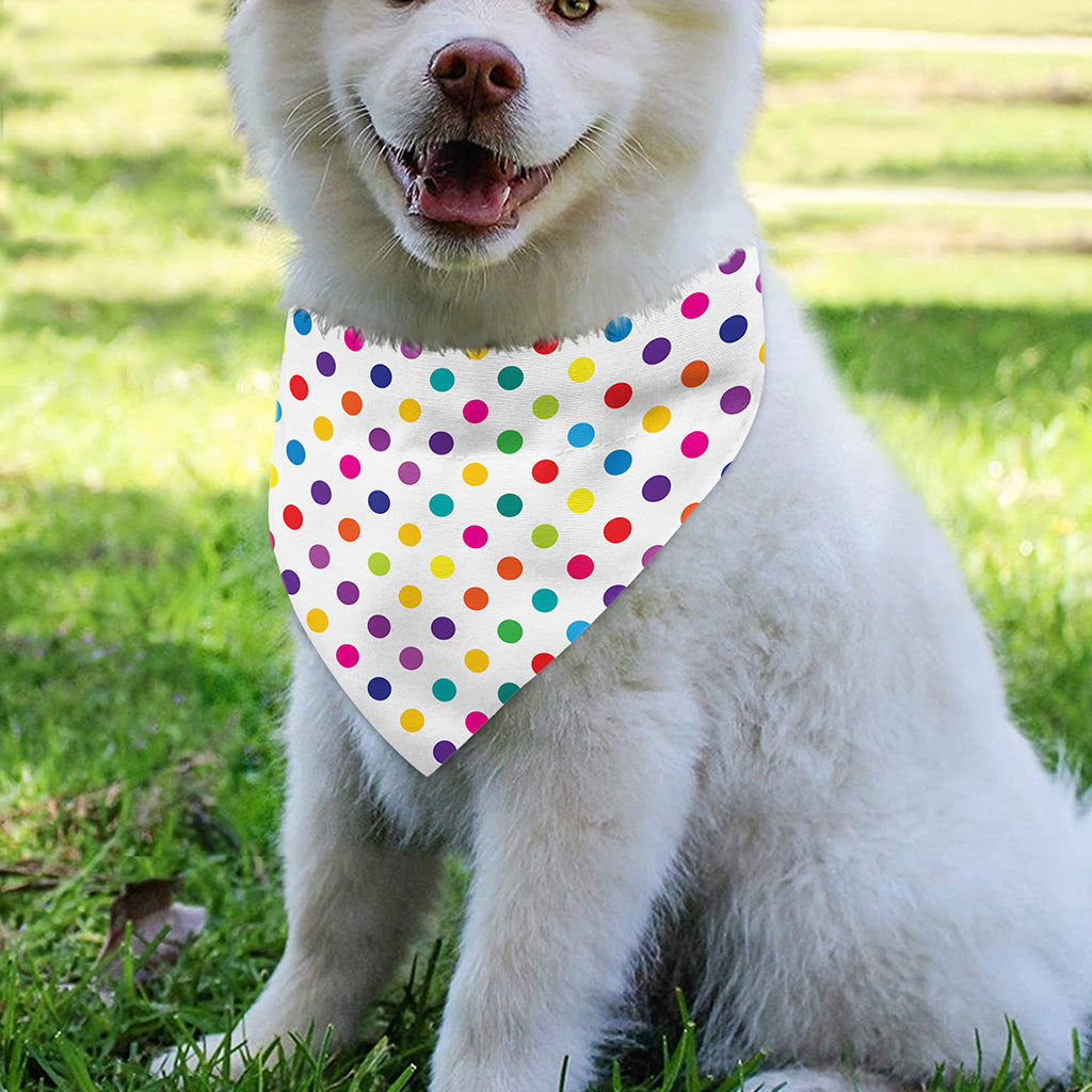 Colorful Polka Dot Pattern Print Over The Collar Dog Bandana