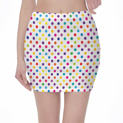 Colorful Polka Dot Pattern Print Pencil Mini Skirt