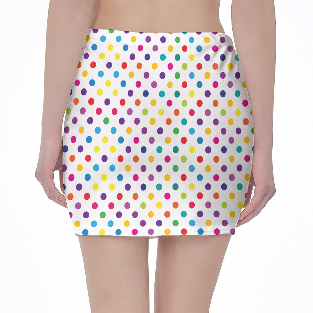 Colorful Polka Dot Pattern Print Pencil Mini Skirt