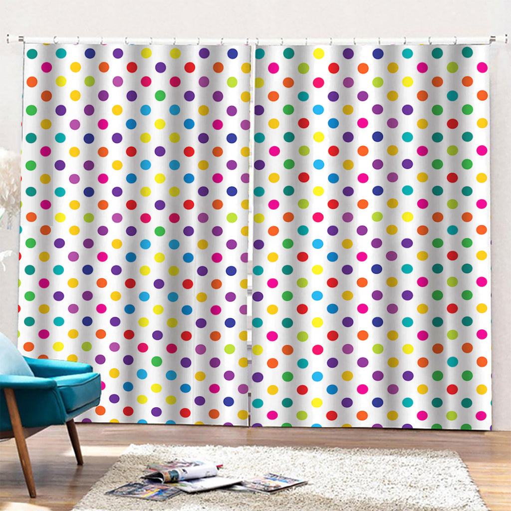 Colorful Polka Dot Pattern Print Pencil Pleat Curtains