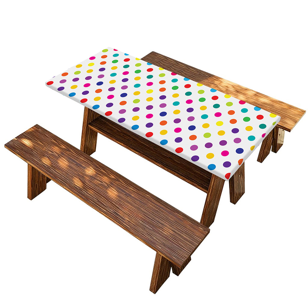 Colorful Polka Dot Pattern Print Picnic Table Cover