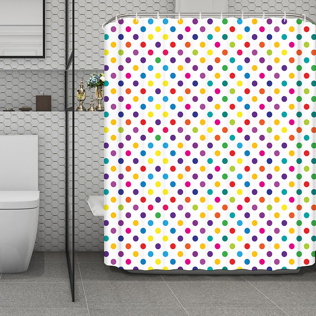 Colorful Polka Dot Pattern Print Polyester Shower Curtain