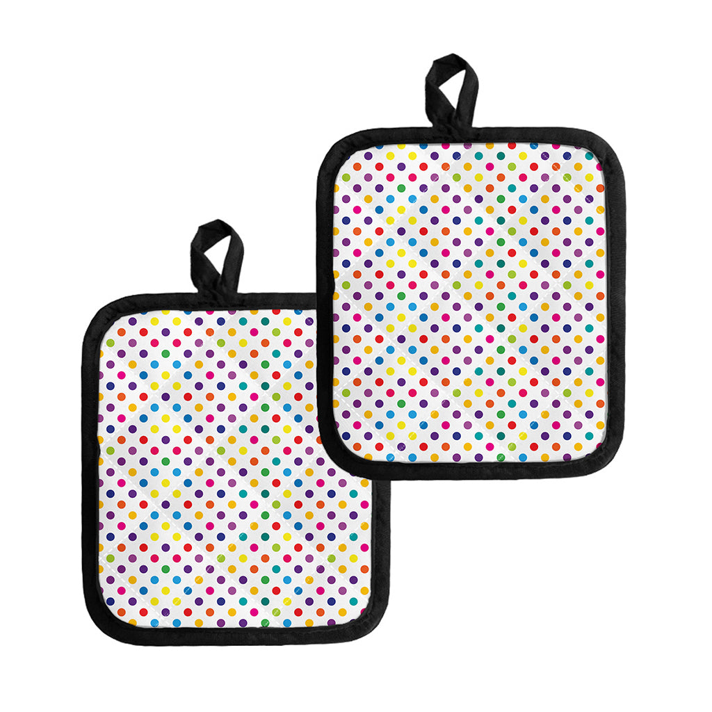 Colorful Polka Dot Pattern Print Pot Holders