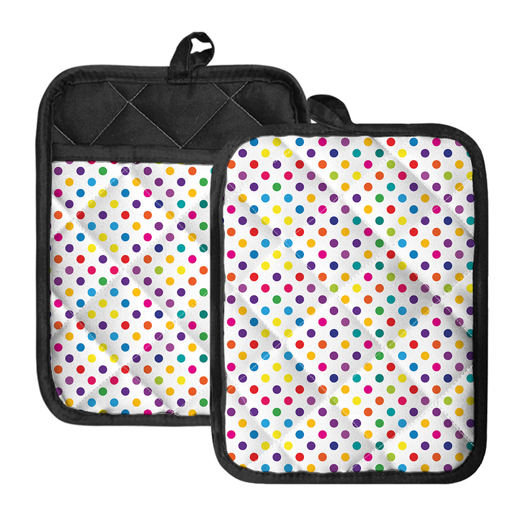 Colorful Polka Dot Pattern Print Pot Holders With Pocket