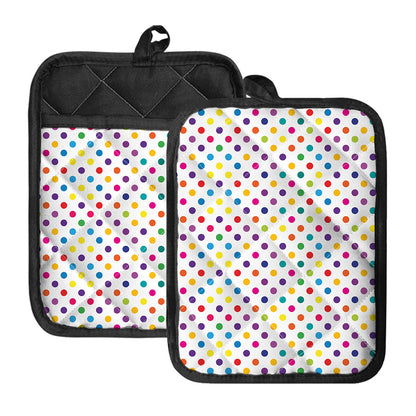 Colorful Polka Dot Pattern Print Pot Holders With Pocket