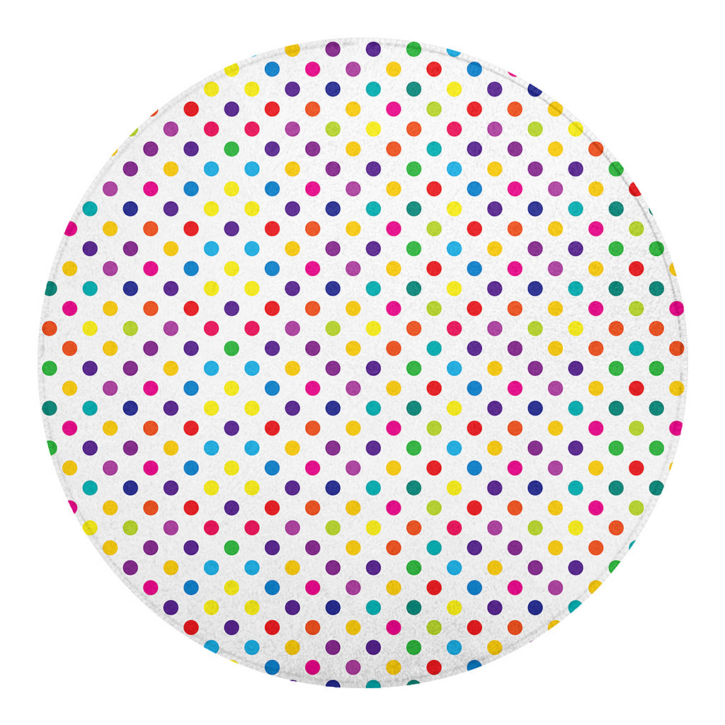 Colorful Polka Dot Pattern Print Round Blanket