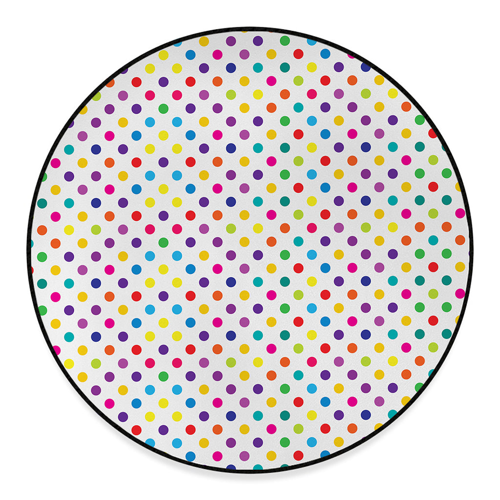 Colorful Polka Dot Pattern Print Round Floor Mat
