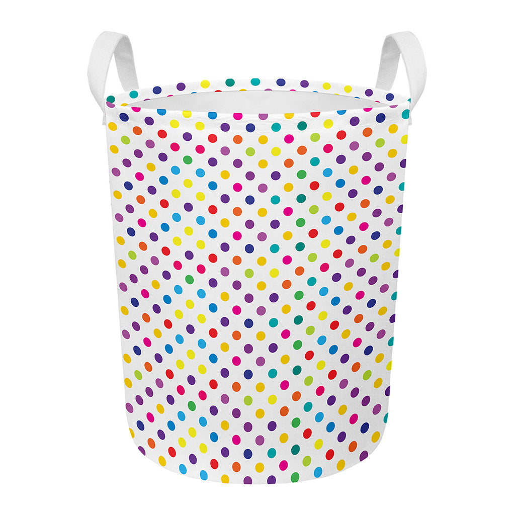 Colorful Polka Dot Pattern Print Round Laundry Basket