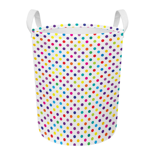 Colorful Polka Dot Pattern Print Round Laundry Basket