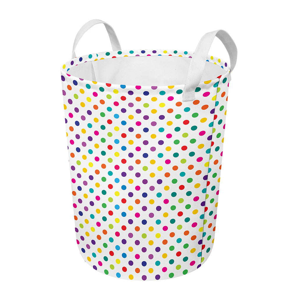 Colorful Polka Dot Pattern Print Round Laundry Basket