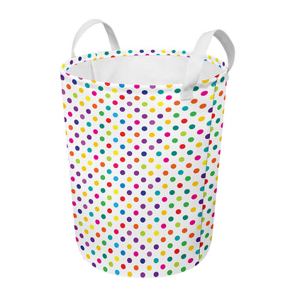 Colorful Polka Dot Pattern Print Round Laundry Basket
