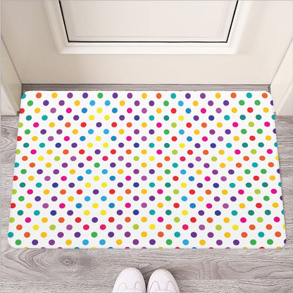 Colorful Polka Dot Pattern Print Rubber Doormat