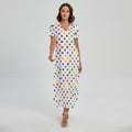 Colorful Polka Dot Pattern Print Short Sleeve Maxi Dress