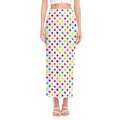 Colorful Polka Dot Pattern Print Side Slit Maxi Skirt