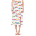 Colorful Polka Dot Pattern Print Side Slit Midi Skirt