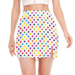 Colorful Polka Dot Pattern Print Side Slit Mini Skirt