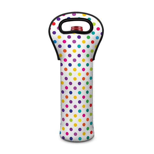 Colorful Polka Dot Pattern Print Single Neoprene Wine Tote