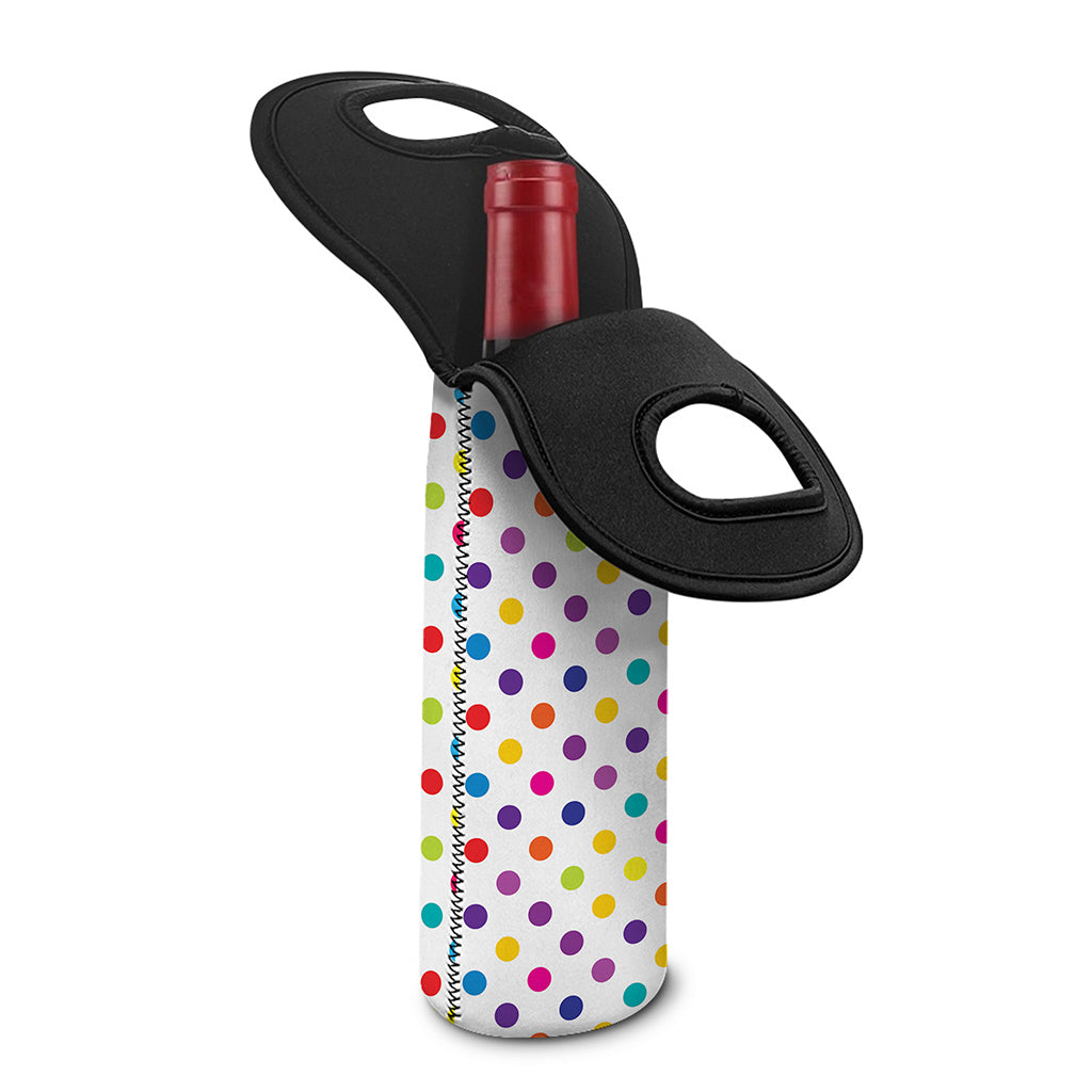 Colorful Polka Dot Pattern Print Single Neoprene Wine Tote