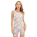 Colorful Polka Dot Pattern Print Sleeveless One Piece Swimsuit