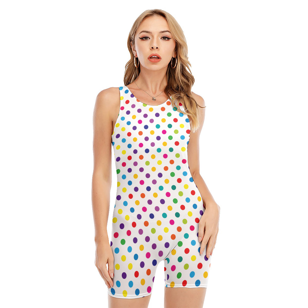Colorful Polka Dot Pattern Print Sleeveless One Piece Swimsuit