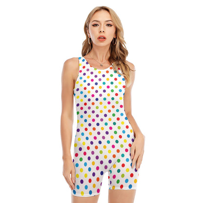 Colorful Polka Dot Pattern Print Sleeveless One Piece Swimsuit