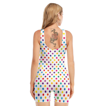 Colorful Polka Dot Pattern Print Sleeveless One Piece Swimsuit