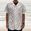 Colorful Polka Dot Pattern Print Textured Short Sleeve Shirt