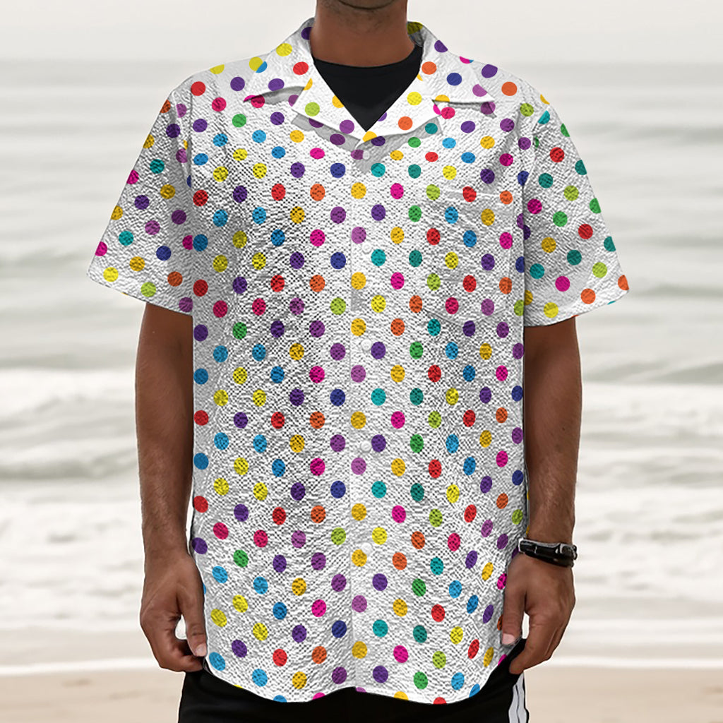Colorful Polka Dot Pattern Print Textured Short Sleeve Shirt