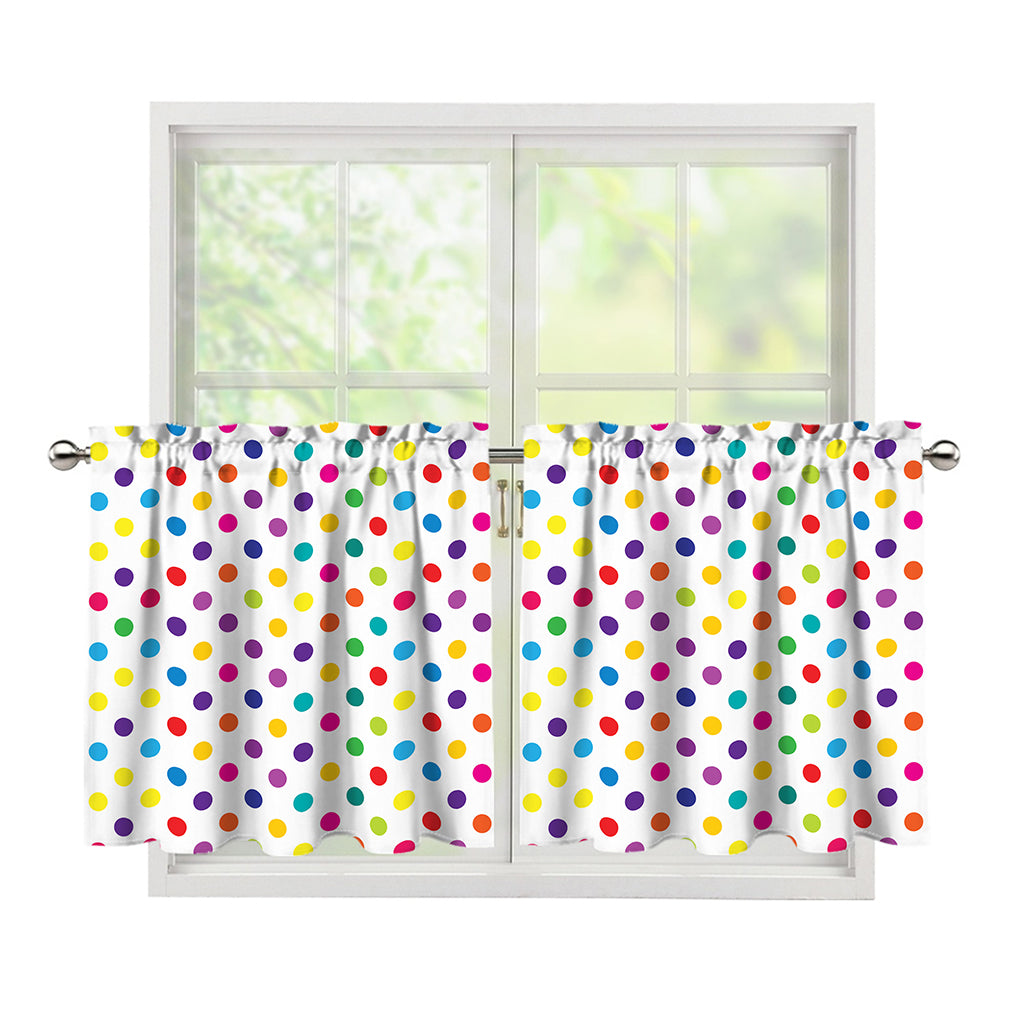 Colorful Polka Dot Pattern Print Tier Curtains
