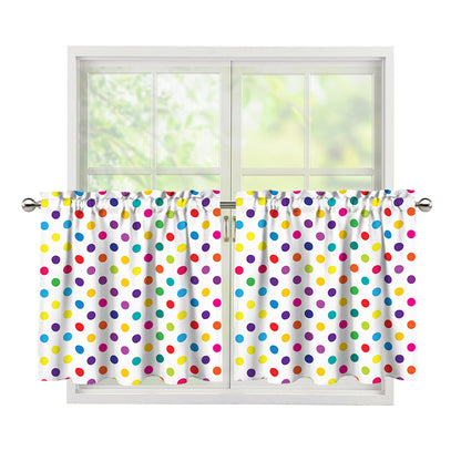 Colorful Polka Dot Pattern Print Tier Curtains
