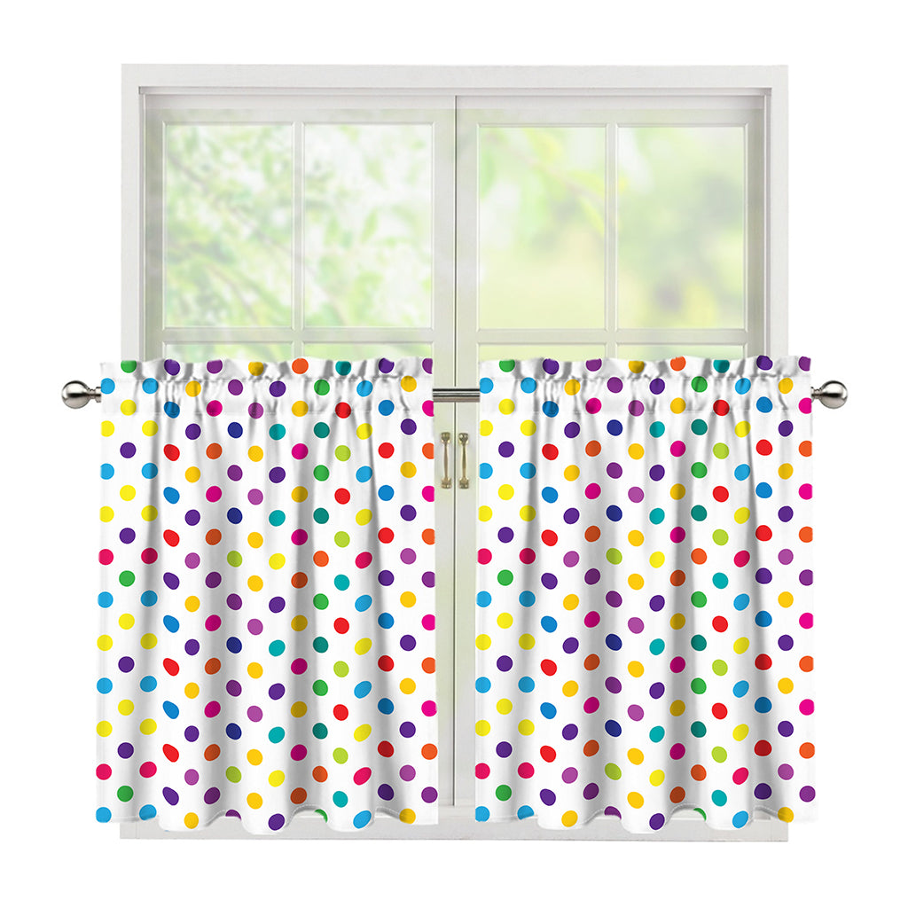 Colorful Polka Dot Pattern Print Tier Curtains