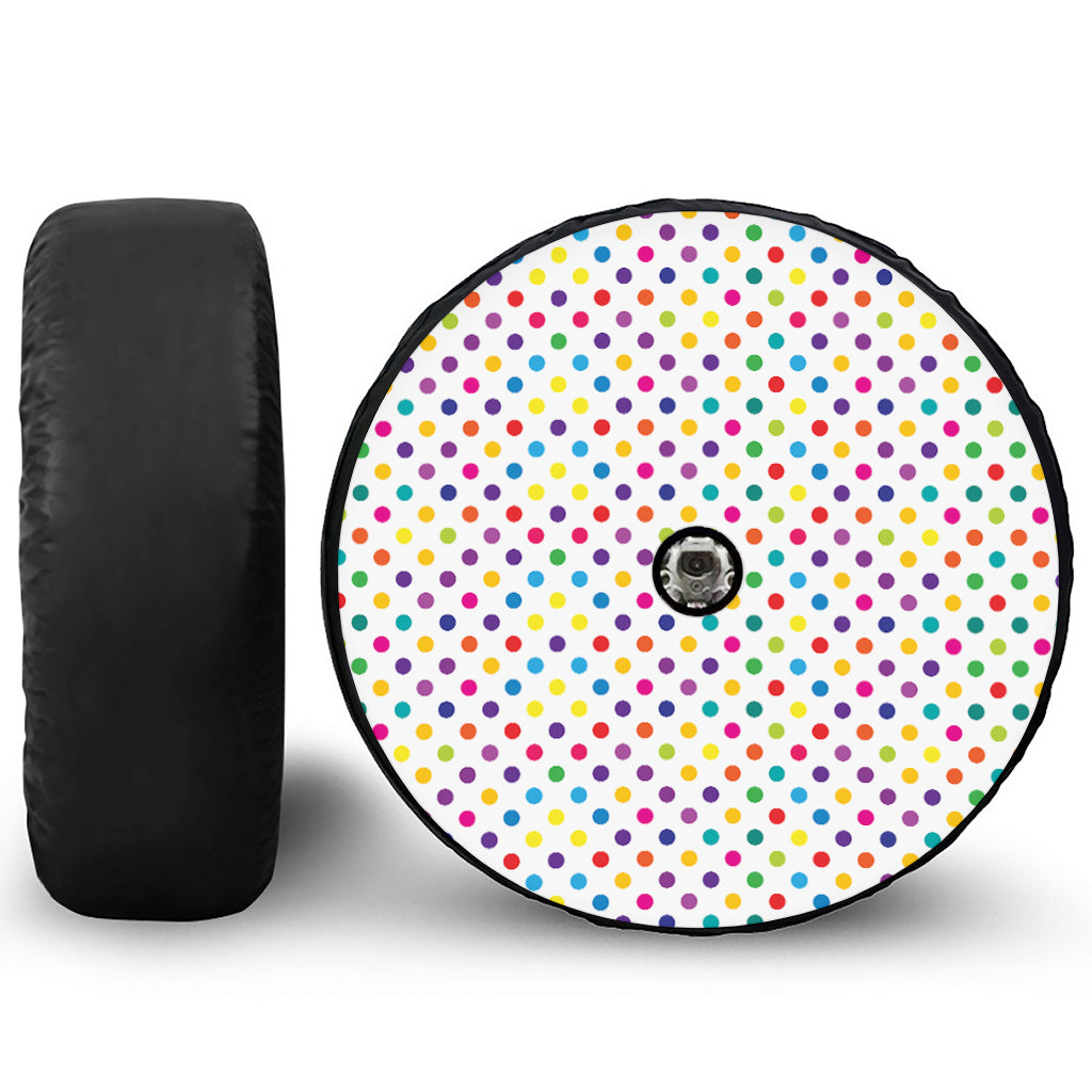 Colorful Polka Dot Pattern Print Tire Cover With Camera Hole