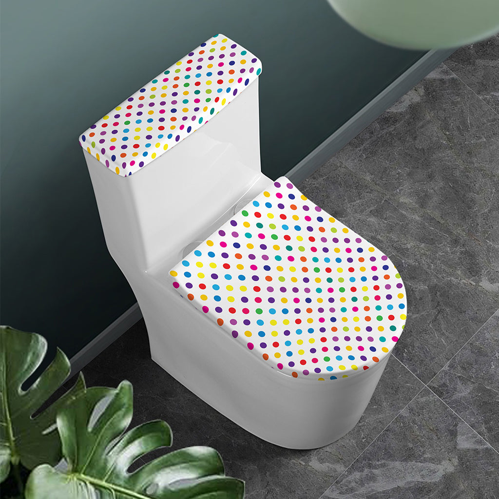 Colorful Polka Dot Pattern Print Toilet Lid And Tank Cover Set