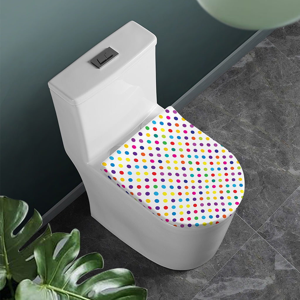 Colorful Polka Dot Pattern Print Toilet Lid Cover