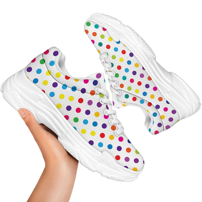 Colorful Polka Dot Pattern Print White Chunky Shoes