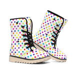 Colorful Polka Dot Pattern Print Winter Boots