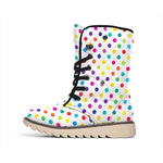 Colorful Polka Dot Pattern Print Winter Boots