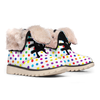 Colorful Polka Dot Pattern Print Winter Boots