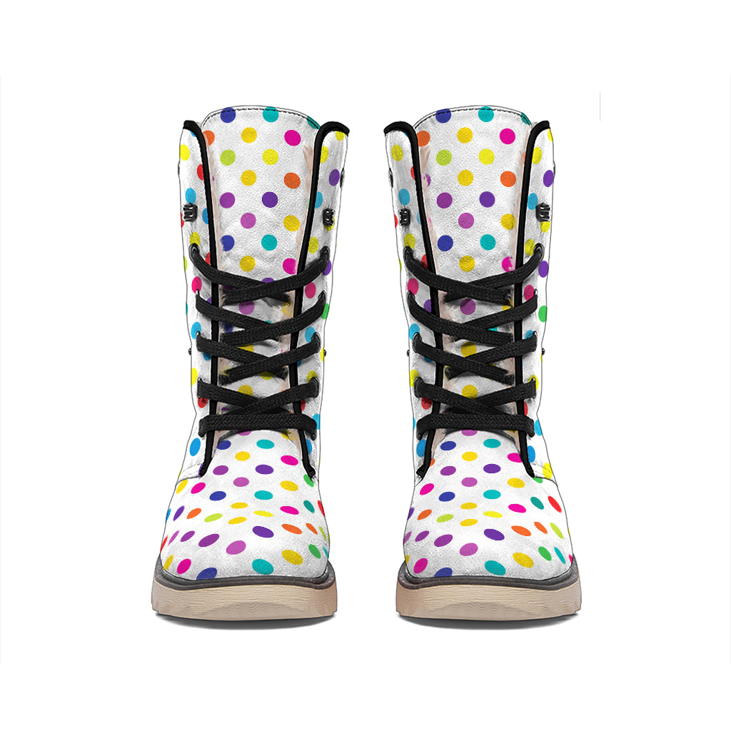 Colorful Polka Dot Pattern Print Winter Boots