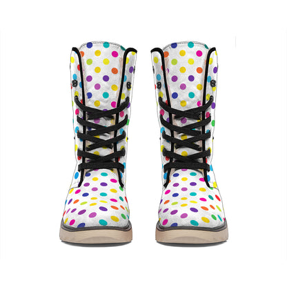 Colorful Polka Dot Pattern Print Winter Boots